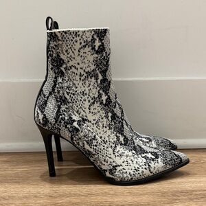 Steve Madden Black and White Snakeskin Ankle Boots